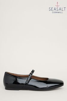 Seasalt Cornwall Black On The Wing Patent Leather Ballet Shoes (AD4780) | CA$217