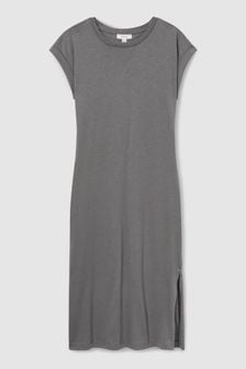 Reiss Grey Cleo 100% Cotton-Jersey Cap-Sleeve Dress (AD5002) | OMR36