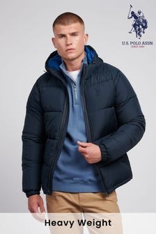 U.S. Polo Assn. Mens Ripstop Hooded Puffer Jacket (AD5190) | $214