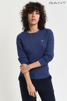 Women s Jumpers GANT Blue Cable Knitwear Next Luxembourg