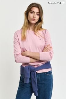 GANT Pink Long Sleeve 100% Cotton Regular Shield T-Shirt (AD5652) | SGD 87