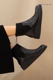 Black Wedge Flat Workwear Boots Next Luxembourg
