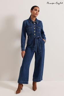 Phase Eight Blue Petite Avalon Denim Utility Jumpsuit (AD8362) | €198