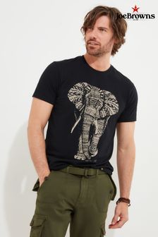 Joe Browns Black Monochrome Aztec Elephant Short Sleeve Graphic T-Shirt (AD8377) | HK$298