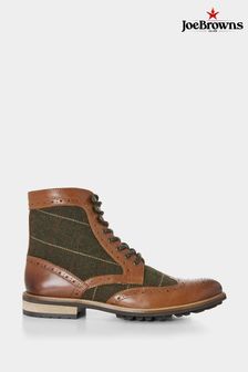 Joe Browns Brown Premium Leather and Tweed Brogue Boots (AD8422) | HK$874