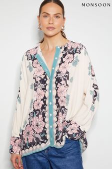 Monsoon Natural Katrina Floral Long Sleeve Blouse (AD8908) | $103