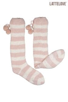 Lattelove Pink Stripe Chenille Slipper Socks (ADF252) | €14.50