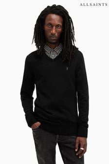 AllSaints Black Mode Merino V-Neck Knit Jumper (AE5581) | 600 zł