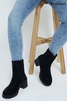 Women s Boots River Island Black Chunky Brandedfashion Next Oman