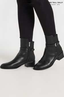 Long Tall Sally Black Block Elastic Strap Boots (AF7311) | BGN 171