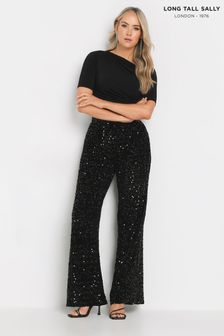 Long Tall Sally Black Velvet Sequin Trousers (AF7329) | $67