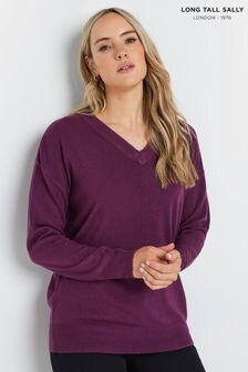 Long Tall Sally Purple V-Neck Jumper (AF7363) | $50