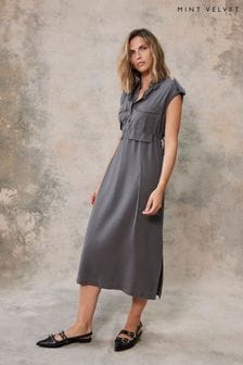 Mint Velvet Grey Utility Midi Shirt Dress (AF7377) | €171