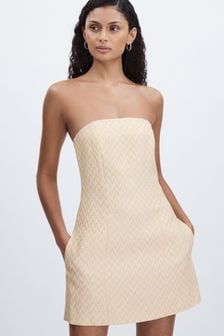 Anna Quan Strapless Chevron-Weave Mini Dress (AF7442) | $977