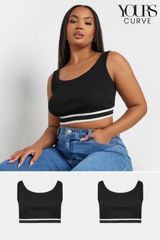 Yours Curve Black Sports Ribbed Bralette 2 Pack (AF7509) | $39