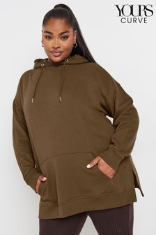 Yours Curve Brown Overhead Hoodie (AF7686) | $43