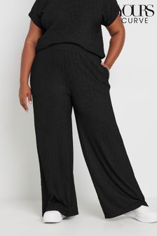 Yours Curve Black Crinkle Plisse Trousers (AF7789) | $70