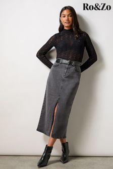 Ro&Zo Grey Denim Midi Skirt (AG2185) | kr1 660