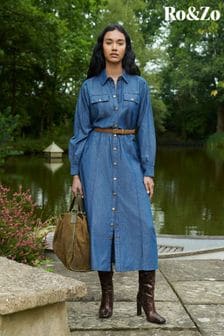 Ro&zo Long Sleeve Denim Shirt Dress (AG2200) | ‏598 ‏₪