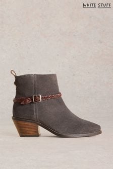 Grey block heel ankle boots clearance