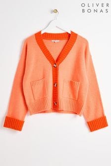 Oliver Bonas Orange Contrast Trim Knitted Cardigan (AG2506) | kr1 260