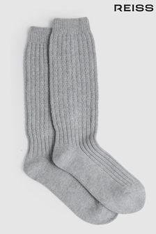 Reiss Grey Louisa Ribbed Socks with Wool and Cashmere (AG2770) | $44