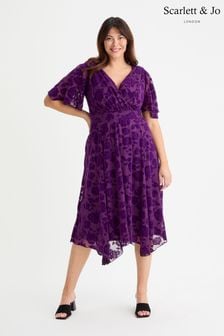 Fioletowy - Scarlett & Jo Julie Hanky Hem Dress (AG3679) | 630 zł