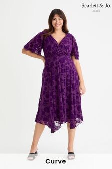 Scarlett & Jo Purple Julie Hanky Hem Dress (AG3679) | $171