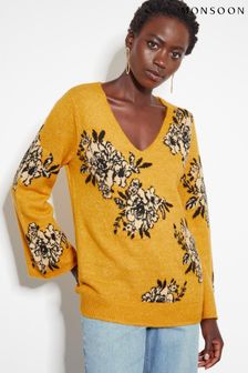 Yellow floral sweater top
