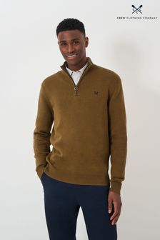 Crew Clothing Company Organic Cotton Half Zip Knitted Brown Jumper (AG3870) | €99