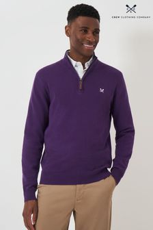 Crew Clothing Company Purple Organic Cotton Half Zip Knitted Jumper (AG3878) | BGN 226