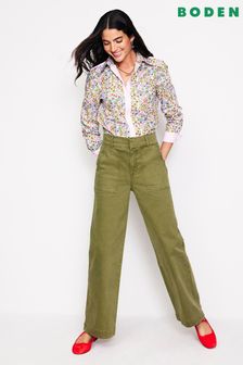 Boden Green Wide Leg Cargo Trousers (AG4003) | OMR47