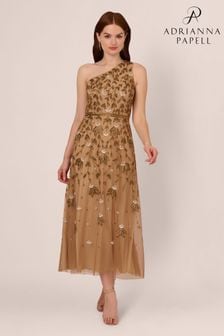 Adrianna Papell Metallic Beaded Ankle Length Dress (AG4086) | kr7 350