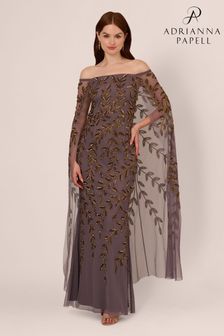 Adrianna papell long sleeve embellished tulle gown hot sale