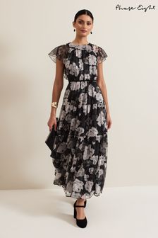 Phase Eight Black Jordine Floral Print Midaxi Dress (AG4853) | ₪ 800