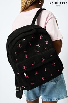 Skinnydip Cherry Embroidered Black Backpack (AG5131) | 203 LEI