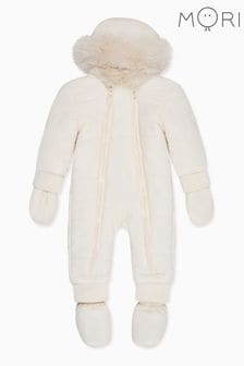 Mori Cream Recycled Faux Fur Lined Cosy Zip Up Snowsuit (AG5175) | 108 €