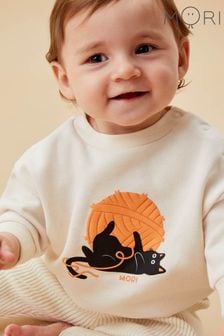 MORI Cream Halloween Cat Organic Cotton Oversized Sweatshirt (AG5351) | CA$74 - CA$80