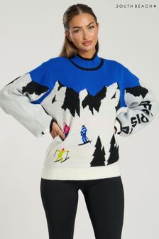 South Beach Black Funnel Neck Ski Scene Knit Jumper (AG5457) | €69