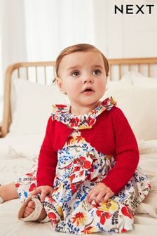 Roșu - Rochie țesută de ocazie și cardigan pentru bebeluși (0 luni - 2 ani) (AG6957) | 215 LEI - 232 LEI