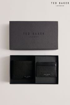 Ted Baker Black Etan Etched Leather Wallet and Cardholder Set (AG7004) | $97