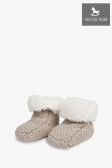 לבן - The Little Tailor Baby Natural Knitted Plush Lined Booties (AG8384) | ‏96 ‏₪