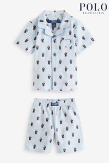 Polo Ralph Lauren 100% Cotton Short Sleeve Bear White/blue Pyjamas Set (AG9067) | ‏446 ر.س.‏ - ‏510 ر.س.‏