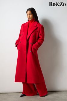 Ro&Zo Red Double Breasted Overcoat (AG9773) | OMR118