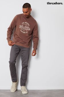 Threadbare Brown Boston Graphic Crew Neck Sweatshirt (AG9931) | $38