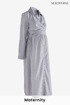 Seraphine Maternity Blue Stripe Shirt Dress (AH4078) | ₪ 427