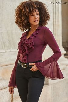 Blouses Sosandar Red Plain Casual Tops Next Luxembourg