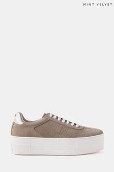 Mint Velvet Grey Suede Platform Trainers (AH4272) | €193