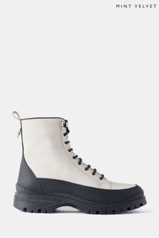 Mint Velvet Cream Leather Hiking Boots (AH4273) | $272