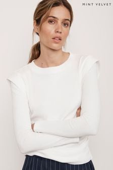 Mint Velvet White Extended Shoulder Top (AH4283) | $84